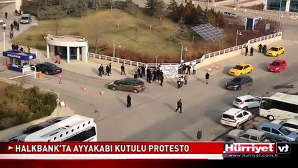 HALKBANK'TA AYAKKABI KUTULU PROTESTO