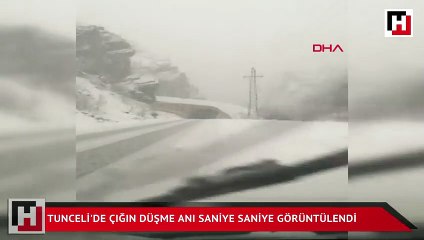 Tunceli'de çığın düşme anı saniye saniye görüntülendi