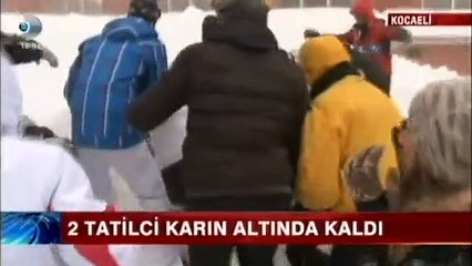 Kartepe'de röportaj sırasında düşen çığın görüntüleri kamerada