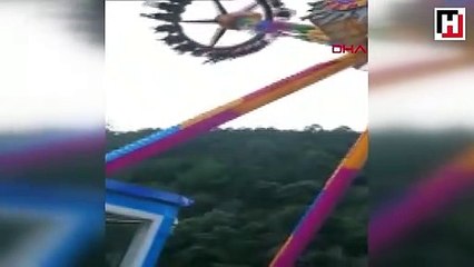 Lunaparkta peruğu uçan adam herkesi güldürdü