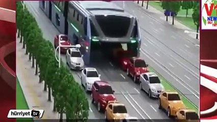 Çin'den trafik soruna çözüm getiren ilginç otobüs