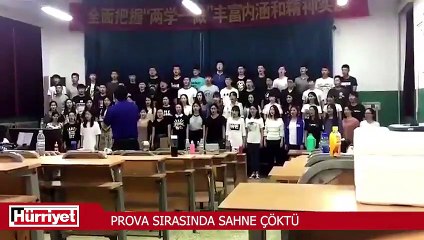 Prova sırasında sahne çöktü