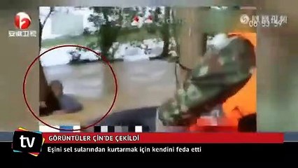 Eşini sel sularından kurtarmak için kendini feda etti