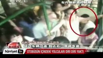 Çin'de bir kişi otobüsün içindeki yolcuları diri diri yaktı