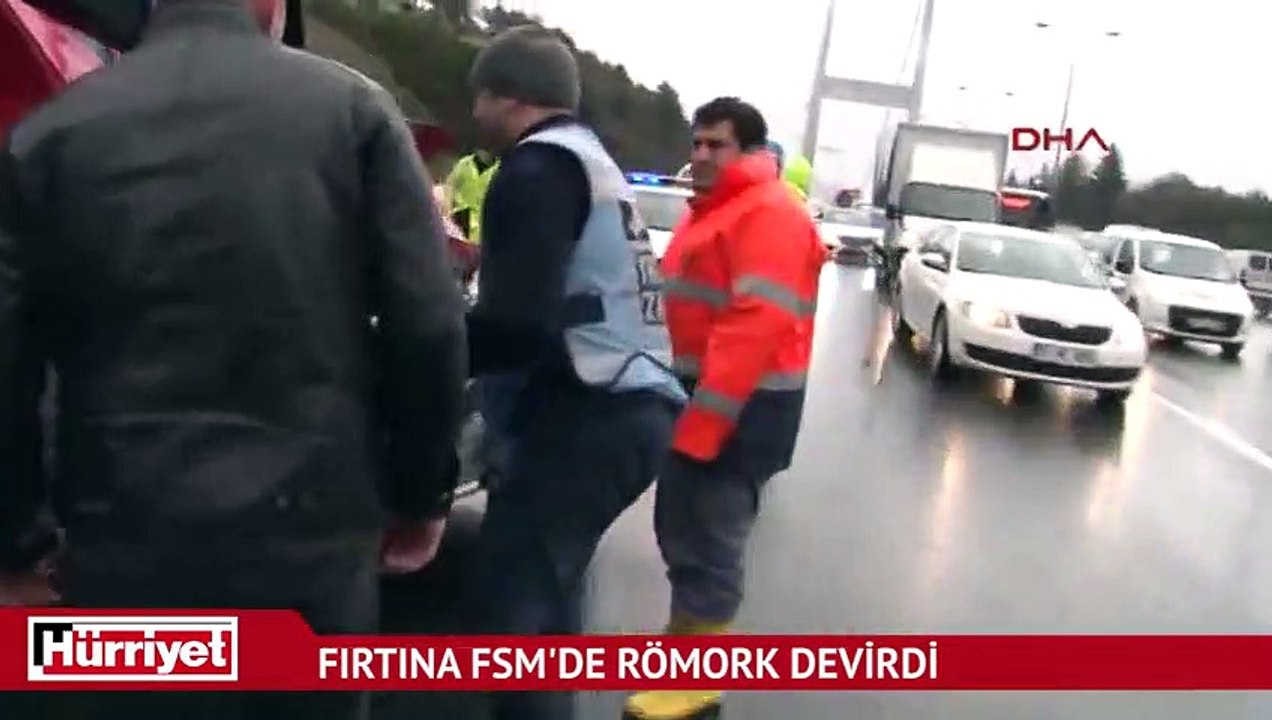 Fırtına FSM'de römork devirdi