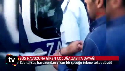 Elazığ'da serinlemek için süs havuzuna giren çocuğa zabıta dayağı