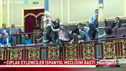 İSPANYOL MECLİSİNDE ÇIPLAK EYLEM