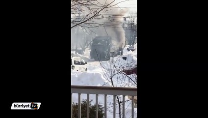 Çöp kamyonu bomba gibi patladı