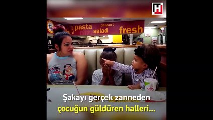 Şakayı gerçek zanneden çocuğun güldüren tepkisi