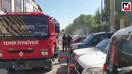 Çöp konteynerine atılan kimyasal madde alev aldı