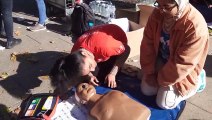 Leeds medical students demonstrate how to do CPR as part of the Restart A Heart campaign