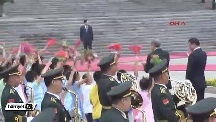 Cumhurbaşkanı Erdoğan için Pekin'de sıcak karşılama töreni