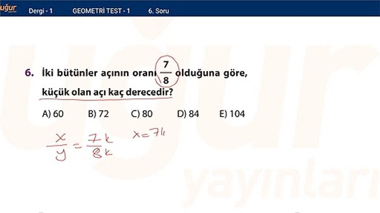 Geometri - Test 1 Soru: 6