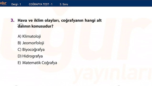 Coğrafya - Konu Testi Soru: 3