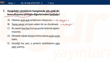 Türkçe Konu Testi 2 - soru: 7