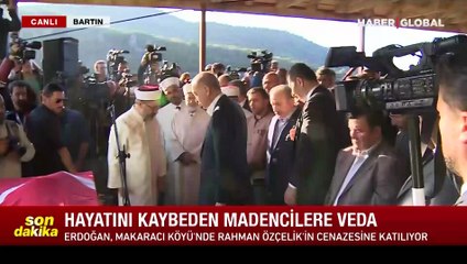 Erdoğan maden faciasında hayatını kaybeden Rahman Özçelik ve Gürdal Serenli'nin cenazesine katıldı
