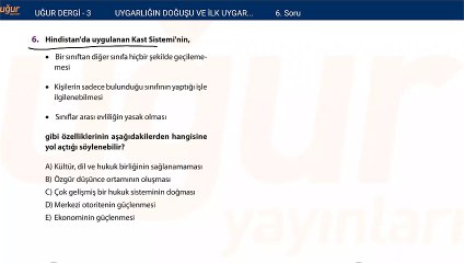 Tarih - Uygarlığın doğuşu ve ilk uygarlıklar Soru 6