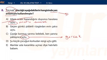 Türkçe Konu Testi 1 - soru: 8