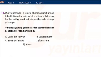 Kimya - Test 1 Soru: 12