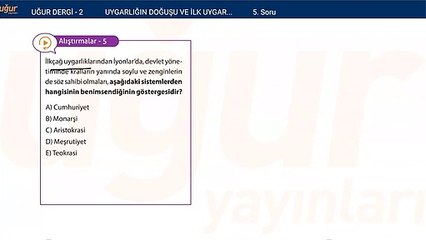 Tarih - Uygarlığın Doğuşu ve İlk Uygarlıklar - Alıştırma Soru:  5