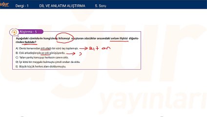 Türkçe Sözcükte Anlam ve Alıştırma soru: 5