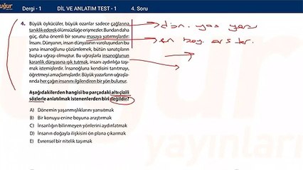 Türkçe Konu Testi 1 - soru: 4