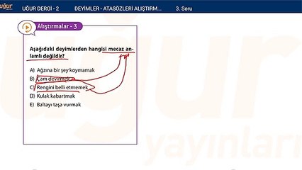 Türkçe - Deyimler ve Atasözleri Alıştırma Soru : 3