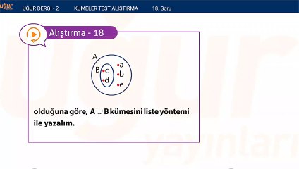 Matematik - Kümeler ve Alıştırma Soru : 18