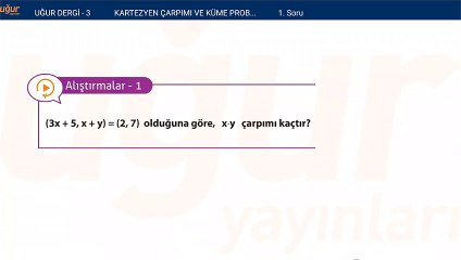 Matematik - Kartezyen çarpımı ve Küme Problemleri Alıştırmalar : 1