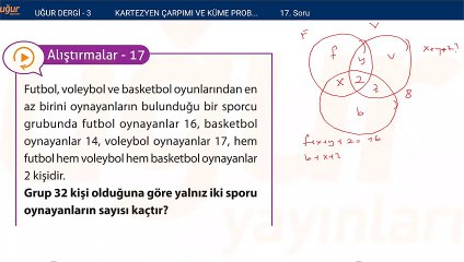 Matematik - Kartezyen çarpımı ve Küme Problemleri Alıştırmalar : 17