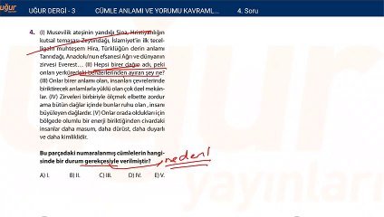 Türkçe - Cümle Anlamı ve Yorumu Kavramlar Test - Soru : 4