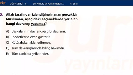 Din Kültürü ve Ahlak Bilgisi - Test 1 Soru: 5