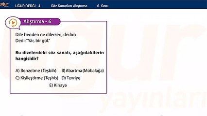 Türk Edebiyatı - Söz Sanatları Alıştırmalar : 6