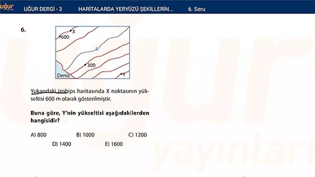 Coğrafya - Haritalarda Yeryüzü Şekillerini Gösterme Test Soru : 6