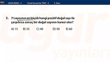 Temel Matematik - Temel Kavramlar Test 2 - Soru: 5