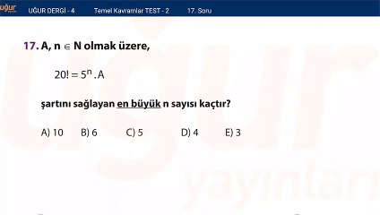 Temel Matematik - Temel Kavramlar Test 2 - Soru: 17