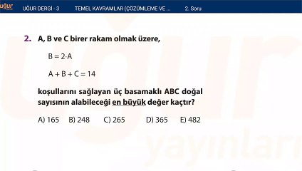Temel Matematik - Çözümleme ve Dört İşlem - Test2 soru : 2