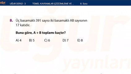 Temel Matematik - Çözümleme ve Dört İşlem - Test2 soru : 8
