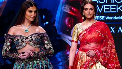 Descargar video: Lakme Fashion Week 2022: Aditi Rao Hydari Lehenga Look VS Tara Sutaria Lehenga Look ।*Entertainment