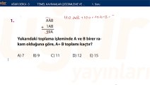 Temel Matematik - Çözümleme ve Dört İşlem - Test1 soru : 1