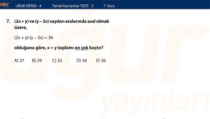 Temel Matematik - Temel Kavramlar Test 2 - Soru: 7