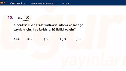 Temel Matematik - Temel Kavramlar Test 2 - Soru: 16