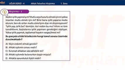 Felsefe - Ahlak Felsefesi Alıştırmalar : 1