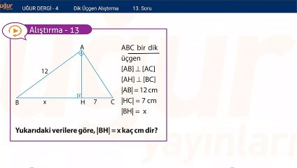Geometri - Dik Üçgen Alıştırma Soru: 13