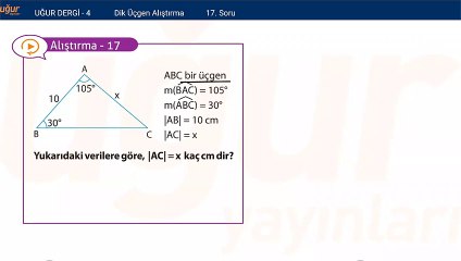 Geometri - Dik Üçgen Alıştırma Soru: 17