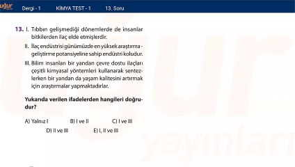 Kimya - Test 1 Soru:13