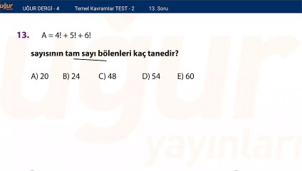 Temel Matematik - Temel Kavramlar Test 2 - Soru: 13