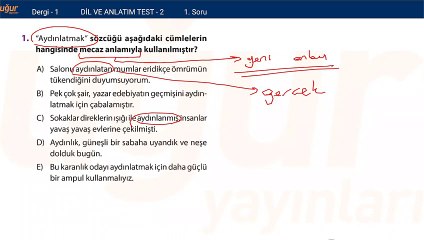 Türkçe Konu Testi 2 - soru: 1
