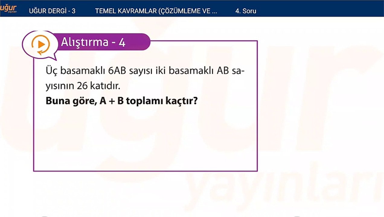 Temel Matematik - Temel kavramlar Çözümleme ve Dört İşlem Alıştırmalar : 4