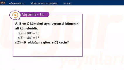 Matematik - Kümeler ve Alıştırma Soru : 14